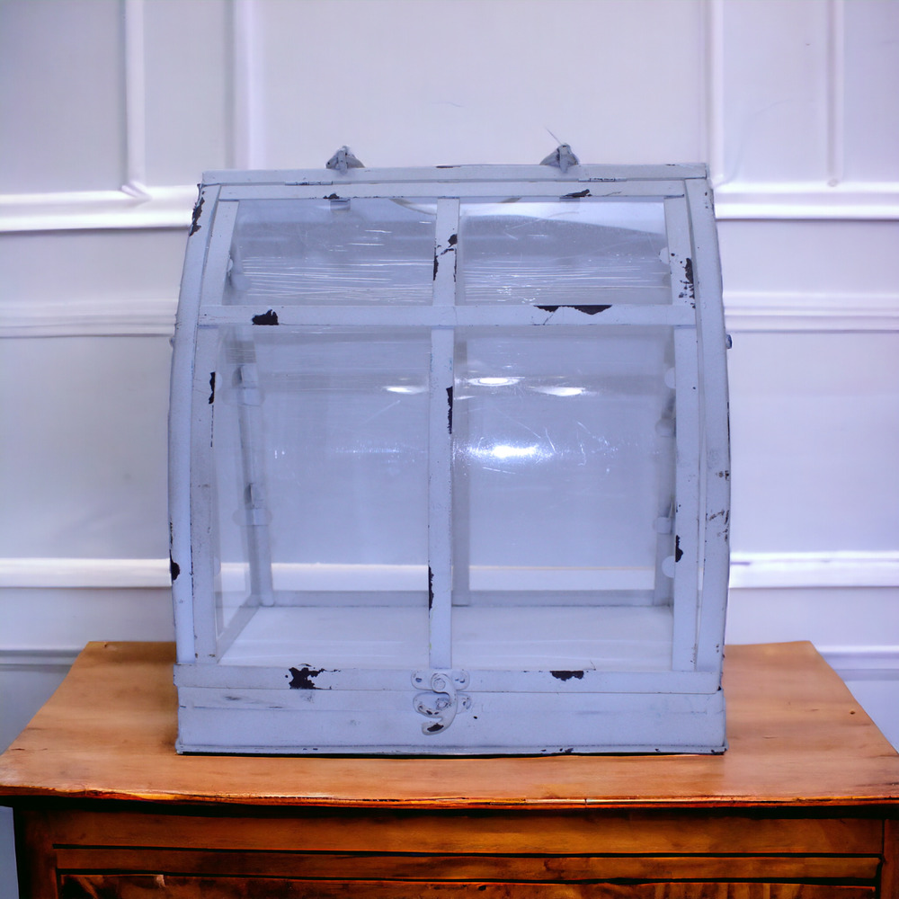 The Bloom Room Floral Boutique 10.4" Green House W Handle Distressed Boho Shabby
